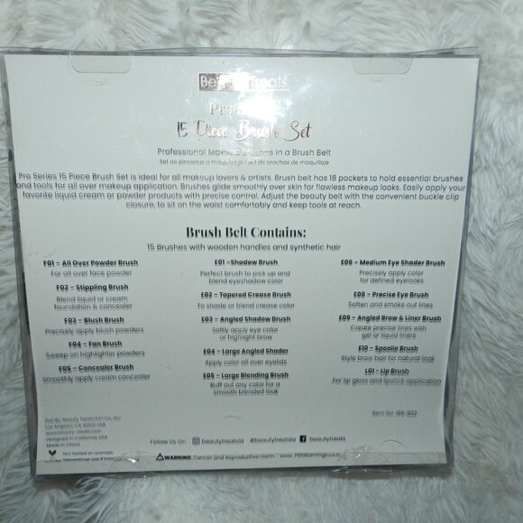 Beauty treats Pro 15 Piece Brush Set + Brush Belt Case Gold Set🆕FAST🏃🏻💨⚡🚚 - Picture 7 of 16